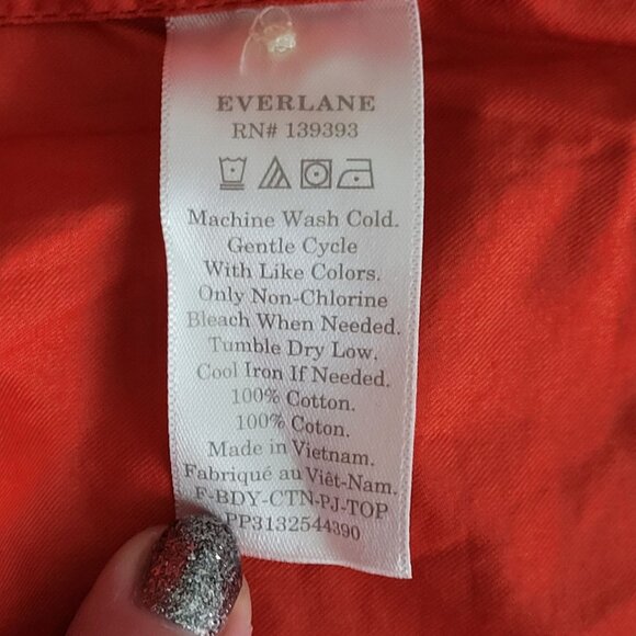 Everlane Woven Cropped Pajama Top Womens Size XS Red Boxy Loungewear NWT - Picture 8 of 8